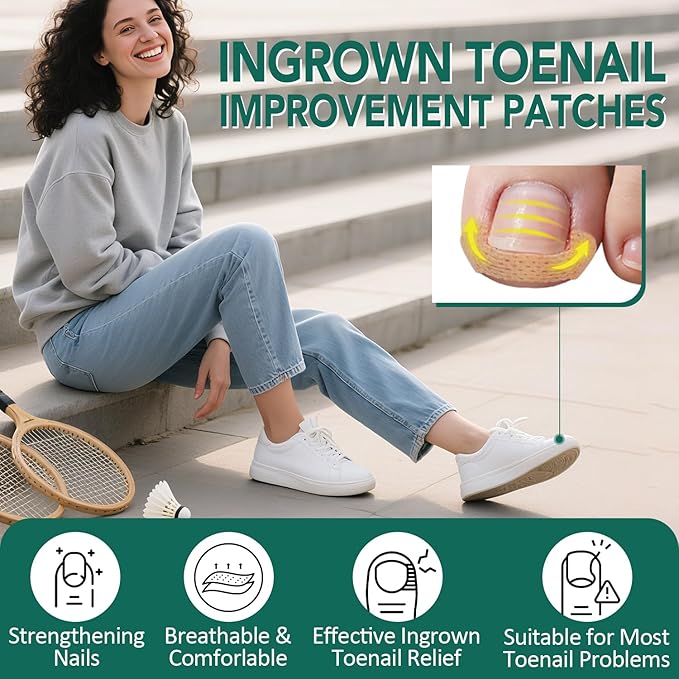 Ingrown Toenail Treatment, 100 Pcs Breathable Ingrown Toenail Strips, Toenail Corrector Patch with 3 Pedicure Tools for At-Home Pedicure and Foot Care (Style 04)