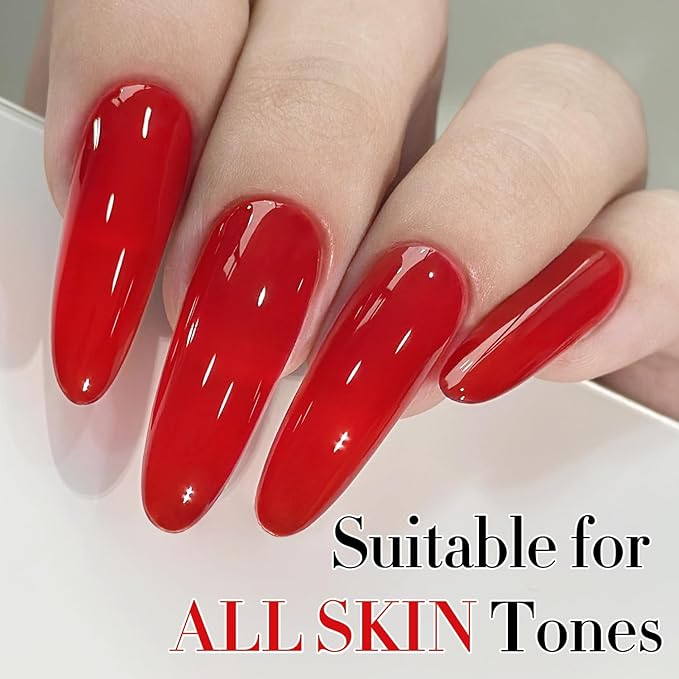 Double Rhythm Gel Polish 15ML Jelly Sheer Pastel Light Milky Color Pearl White Bottle 1 PC 0.5 OZ Full Size Nail Art Salon at Home (Red-D1450)
