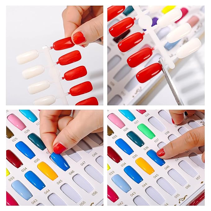 NMKL 120 Nail Color Chart Display Book for Nail Polish UV Gel Color Cards Nail Salon Tool with False Nail Tips (Black) (Rose)