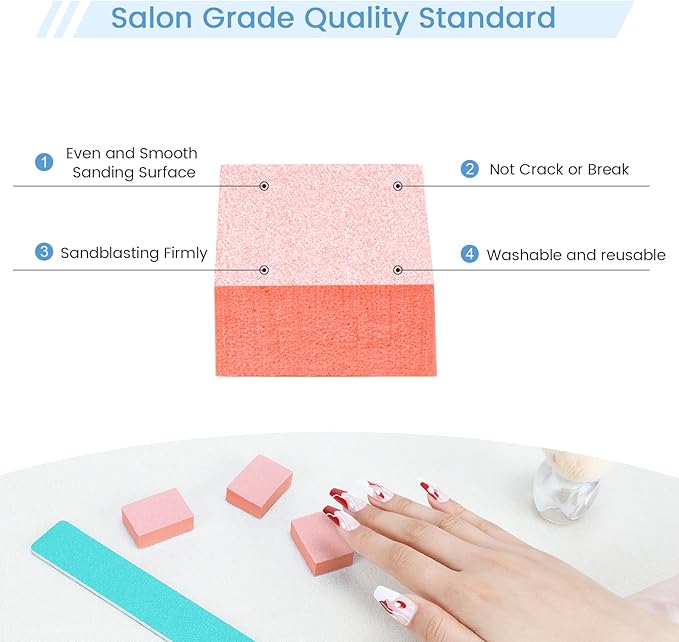 Nail Buffer Block, 100 PCS Mini Buffers, 2 Way Coarse Medium Grit 100/180, 1.3 inch Long, Small Buffing Kits for Nail Gel Polish, Acrylic & Press-On Nails Prep, Pedicure & Manicure, Orange