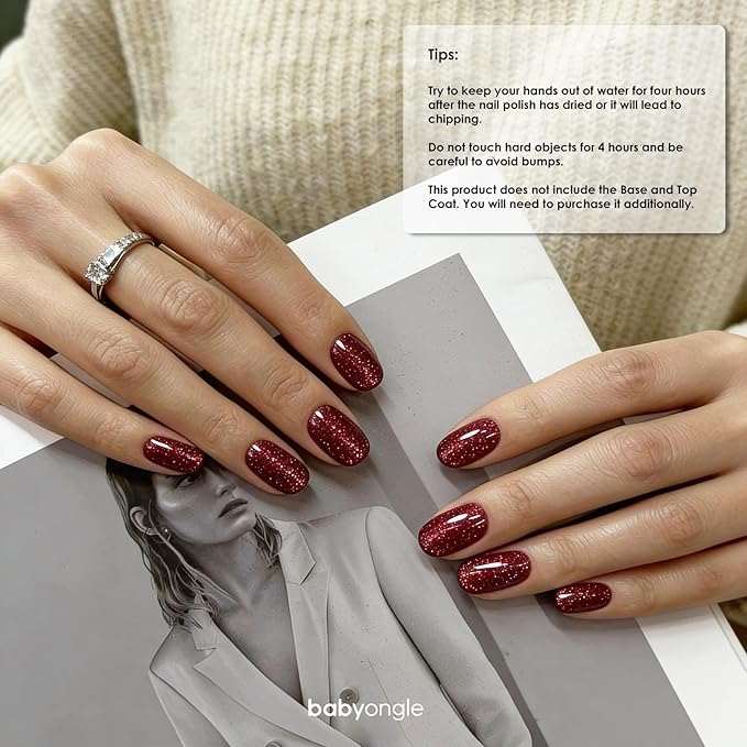 Shimmer Red Nail Polish, 14 ML Quick Dry Nail Polish for Nail Art DIY Manicure at Home, Chip Resistant Nail Lacquer for Nail Art Varnish, Long Lasting, BOG125