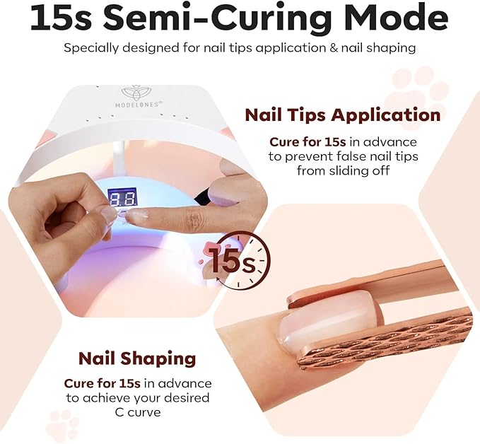 modelones UV LED Nail Lamp, Gooseneck UV Light for Gel Nails, 48 W Nail Light for Gel Polish with 3 Timers and LCD Display, LED Lamp for Fast Curing Gifts for Women Girls