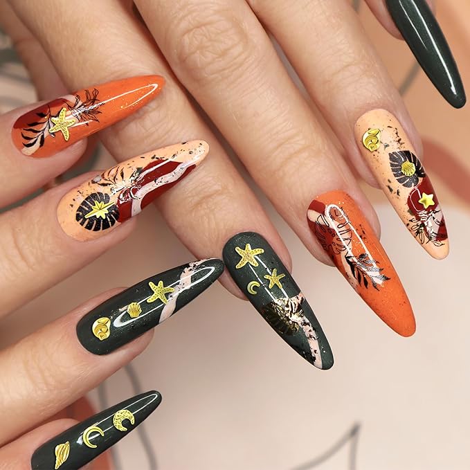 2 Disc Ocean Nail Art Charms, 3D Alloy Nail Art Decals, Beach Starfish Seashell Gems Supplies for Women DIY Craft Jewelry Manicure Embellishments- Gold