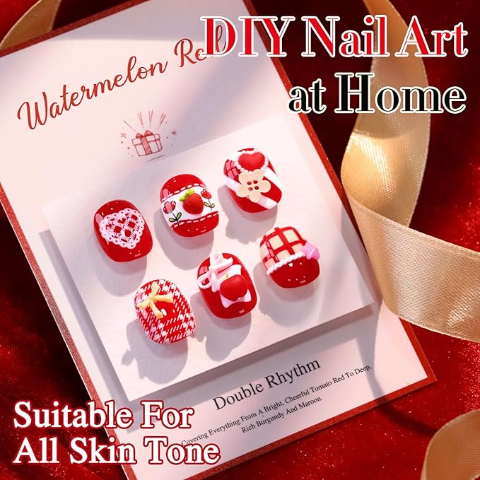 Double Rhythm 0.5 Oz Gel Nail Polish Neutral Natural Same Color Same Bottle Translucent Light Milky Pastel 15ML Manicure French Design Art DIY at Home (Bright Red-A1503)