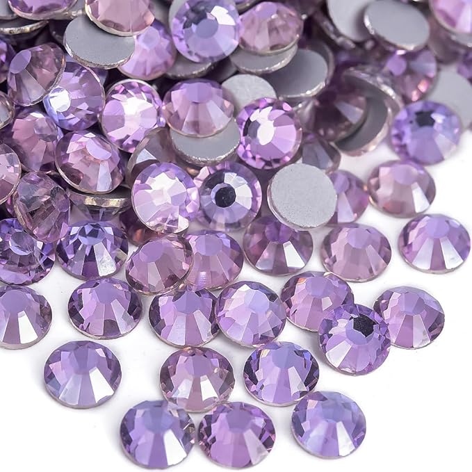Blinginbox 1440 Pieces SS20/4.6-4.8mm Flat Back Crystal Rhinestones Round Gems for Nail Art,Air Violet