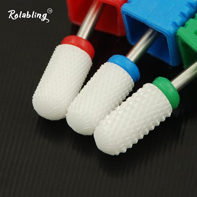Round Head Ceramic Nail Drill Bit For Electric Nail Drill Manicure Machine Accessories Tool (Blue Medium)