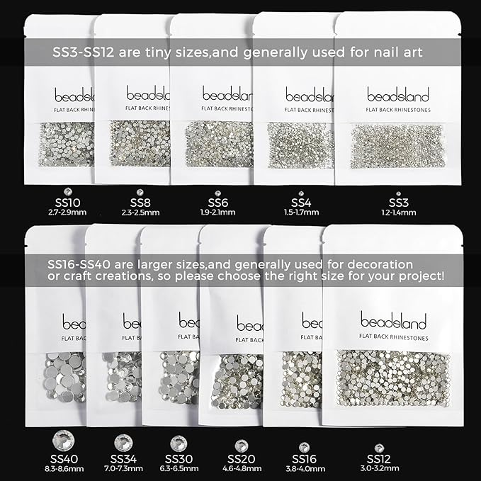 Beadsland 288pcs Flat Back Crystal Rhinestones Round Gems for Nail Art and Craft Glue Fix, Light Rose Opal, SS30, 6.3-6.5mm