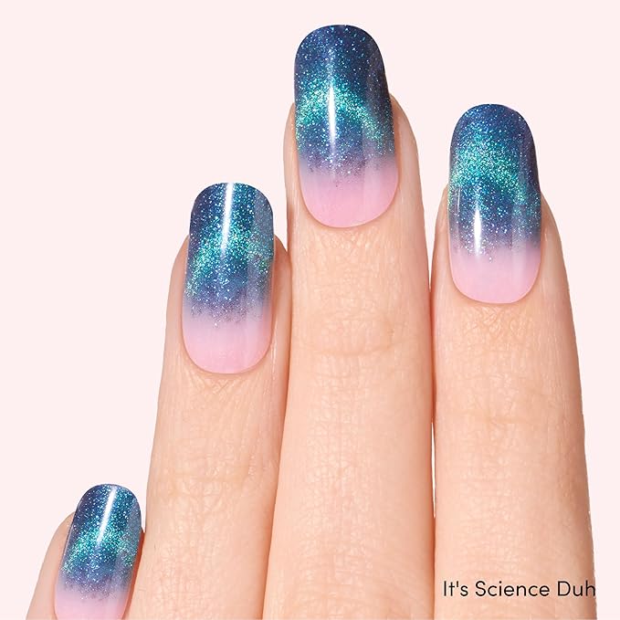 Dashing Diva Glaze Nail Strip Duo - Cosmic Hearts Collection - It's Science, Duh & He's Cuter In Person - Long Lasting, Chip Resistant, Semi-Cured Gel Nail Strips - Contains 2 Colors