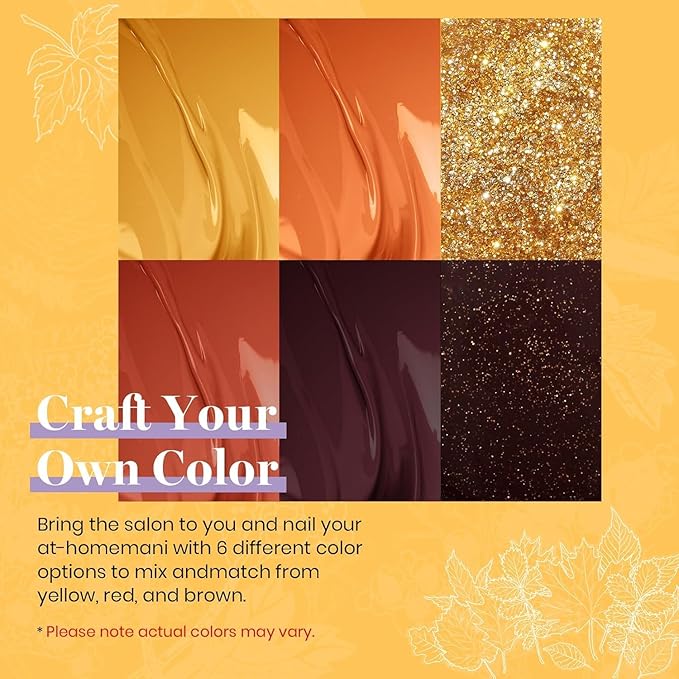 Beetles Gel Nail Polish Set, 6 Colors Burgundy Red Brown Yellow Orange Glitter Gel Nail Polish Soak Off UV Nail Art Design Manicure Gifts for Women