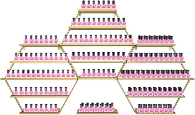 Metal Wall-Mounted Nail Polish Shelf and Essential Oil Rack, Used in Nail Salon, Beauty Salon, Home Perfume/Cosmetics/Beauty Supplies/Spices Collection Display Rack