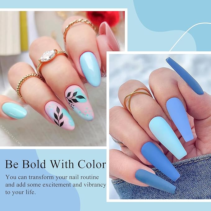 MTSSII Gel Nail Polish Set, 8 Colors: Baby Blue, Navy, Sky Blue, Purple Gel Nail Art Design DIY Salon Manicure for Women