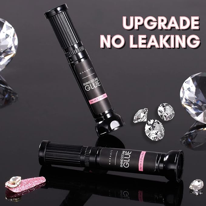 Makartt Updated 2pcs Nail Rhinestone Glue Gel with Brush& Pen tip Bundle with Makartt Nail Rhinestone Glue Gel with Brush Pen Set