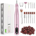 Cordless Nail Drill Electric Rechargeable File Kit, Professional Efile Acrylic Gel Nail Polish Remover Pedicure Manicure Machine Portable Set with 11 Bits 56 Sanding Bands (Pink)