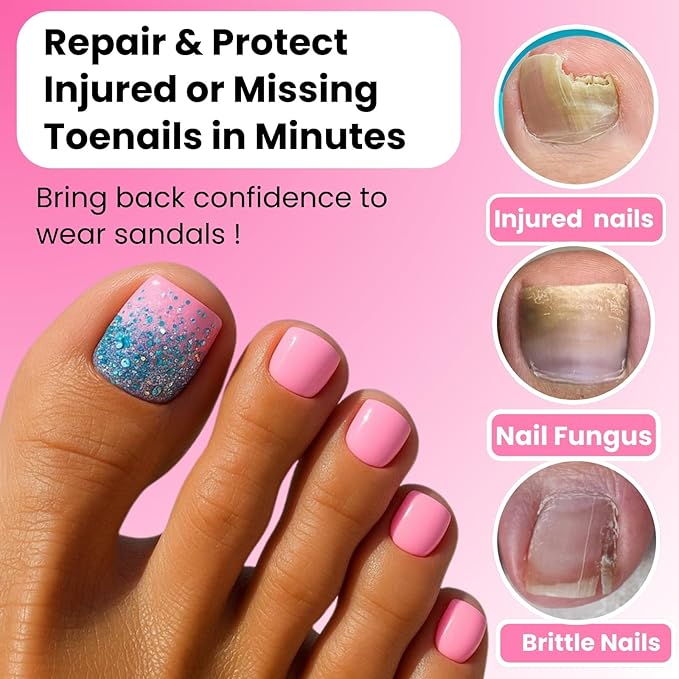 Poly Gel Nail Kit for Toes,GlimightyX Polygel Toenail Kit 3 Color Clear Pink White Poly Gel with 16 Sizes Dual Forms 40ml Slip Solution Nail Clips File Brushes,Toenail Extension DIY Salon Home