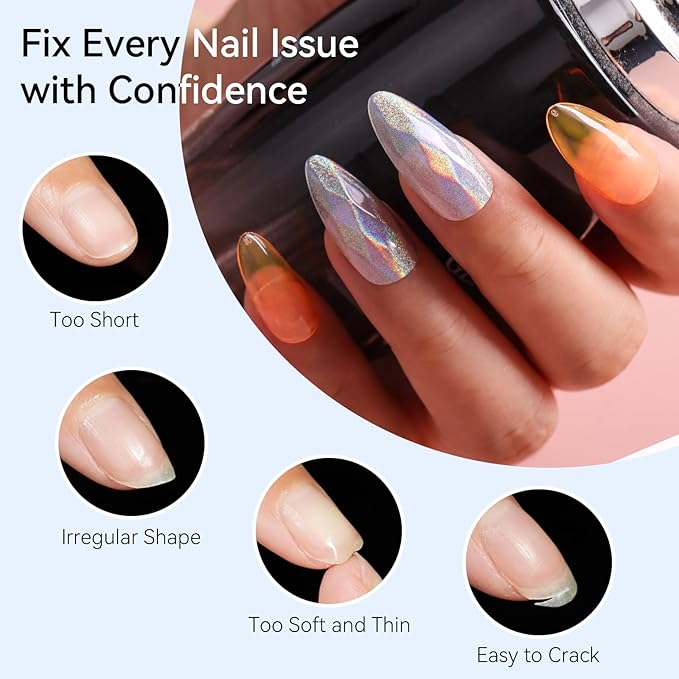 Makartt Medium Almond Soft Gel Nail Tips: 120pcs 3D Diamond-Shaped Fake Nails Extension, 12 Sizes Full Cover Clear Press-On Tip, Natural Rhombus Lattice, Suit for Chrome Nail Powder