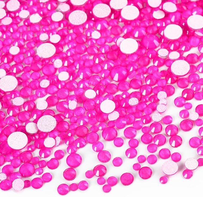 Blinginbox Flatback Glass Rhinestones,Bedazzler Gems 2880pcs Non Hotfix Crystal Rhinestones for Nail Charms Crafts Clothes Tumblers,Hot Pink Neon,Mixed SS6-20 of 0.07-0.18in
