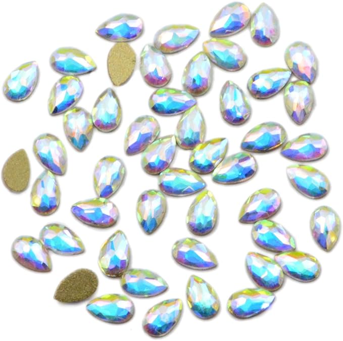 AD Beads Top Czech AB Crystal Flatback Rhinestone Nail Art Decoration Multi Shape (S01 Drop 3x5mm, 50 Pcs)