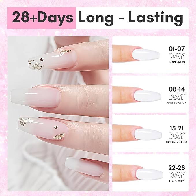 Makartt Poly Nail Gel Hema-Free Milky White 50ML Gel Builder for Natural-Looking Nail Strengthener 3D Diy Hard Gel Manicures Nail Art Home Salon-Wips of White