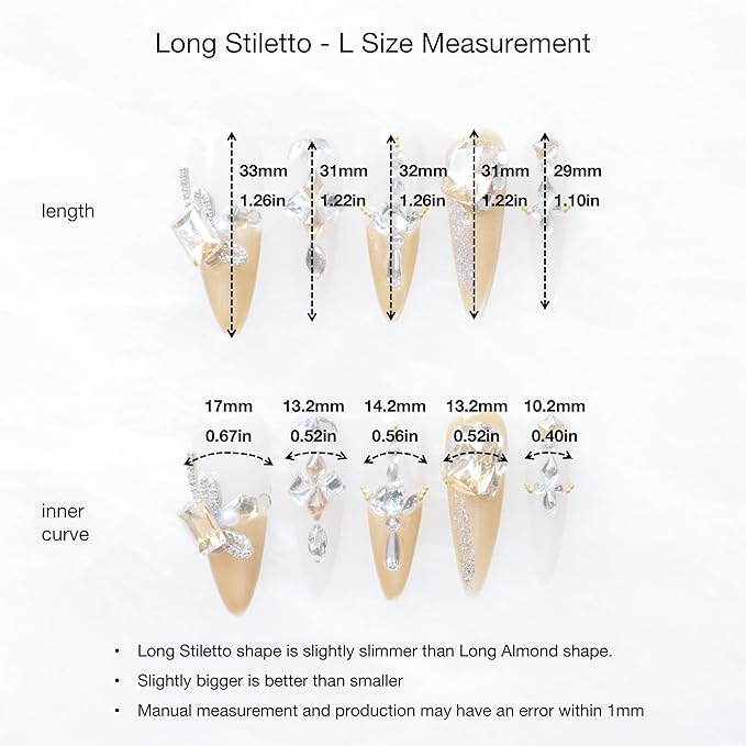 Luxury Long Stiletto Press-On Nails, Yellow Glitter with 3D Rhinestones and Heart Gems, Handmade False Nail 10 Pieces (Large, LS)