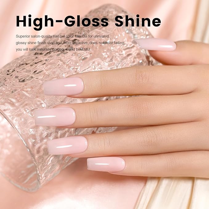 RARJSM Rubber Base Coat Gel Polish Nude Peach White Pink Skin Tone Rubber Base Gel for Nails Natural Color French Manicure Extend Gel Soak Off Curing Requires Single Bottle 15ml Salon Home DIY Use