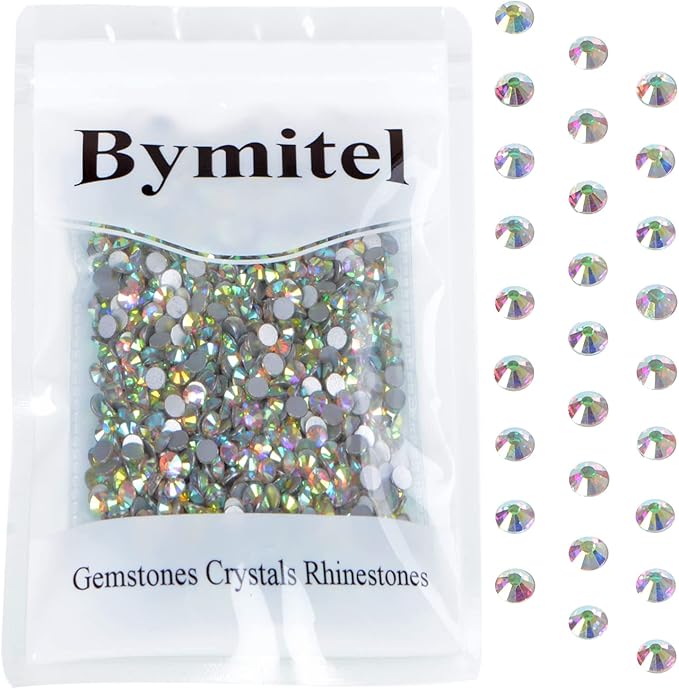 1440PCS Art Nail Rhinestones Non Hotfix Glue Fix Round Crystals Glass Flatback for DIY Jewelry Making with one Picking Pen (Crystal ab, ss20 1440pcs)