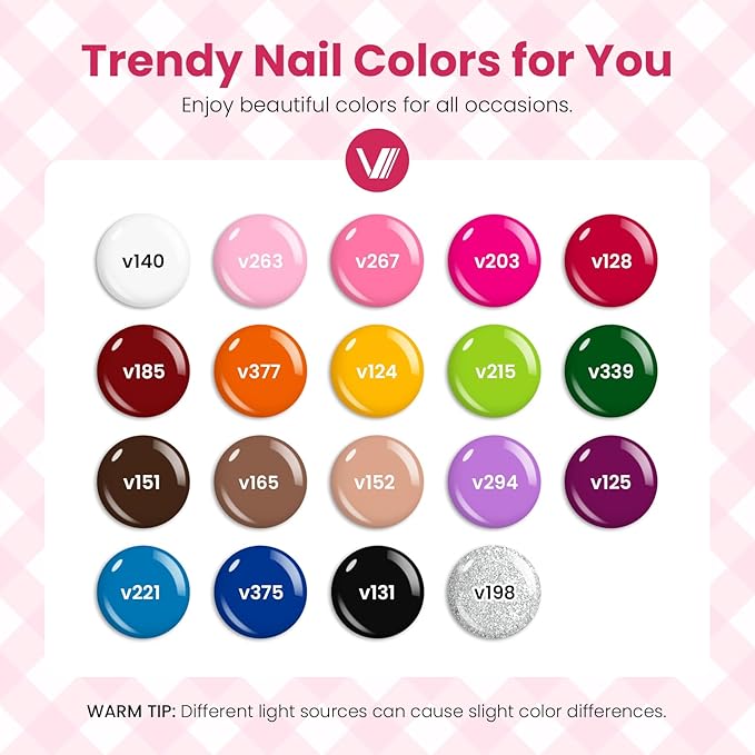 VANREESA 24 Pcs Gel Nail Polish Set -Trendy Colors Gel Polish with Base Coat & 4 Effects of Top Coat White Pink Red Orange Yellow Green Brown Blue Purple Gel Polish Set Nail Kit Gifts for Women Girls