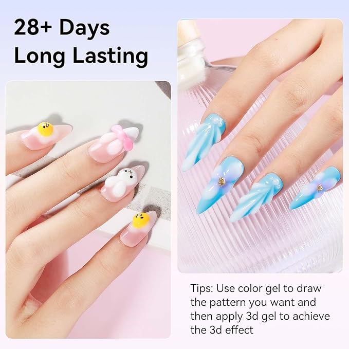 3D Nail Gel, White Sculpting Gel for Nail Art No Wipe Molding Gel Carvine Gel For Nails, Drawing Gel Liner for Nail Design Embossing Nail Tube Decoration DIY Manicure Home