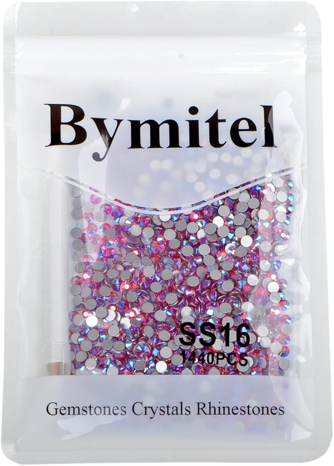 1440PCS Art Nail Rhinestones Non Hotfix Glue Fix Round Crystals Glass Flatback for DIY Jewelry Making with one Picking Pen (ss16 1440pcs, Siam AB)