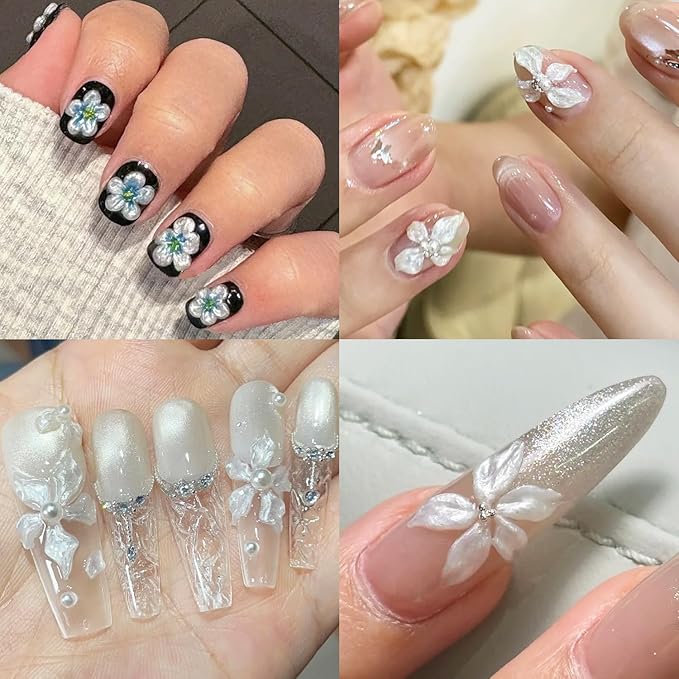 Solid Builder Gel for Nails, Pearly White & Clear Solid Builder Gel Non-Sticky Hard Gel for Nails with Silicone Carving Pen 3D Sculpting Gel Iridescent Nail Gel Manicure Salon Supplies