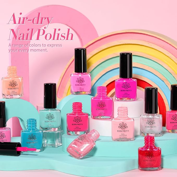 Born Pretty Pink Nail Polish Set Fingernail, 15 Colors Hot Pink Neon Nude Natural Bright Spring Summer Quick Dry Nail Lacquer for DIY Nail Art Salon Home Valentines Day Gift for Women