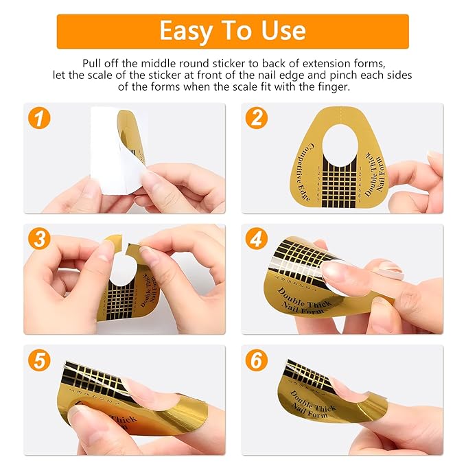Yokilly Nail Forms for Acrylic, Polygel Tips Guide, Builder Gel - 200PCS Roll With Numbers Marked for Salon Former Stickers, Nail Art DIY