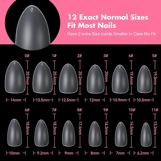 Gel Nail Kit 1008Pcs Easy Nail Extension Set Matte Short Almond Shape Nail Tips,12 Size Full Cover False Nails with Solid Nail Glue, Portable LED Nail Lamp, Nail Prep Dehydrate Nail Art Tools