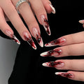 Halloween French Press on Nails, Long Stilettos Fake Nail, Glossy Acrylic False Nails, Stick on Nails with Blood Stains Designs, Glue on Nails for Women and Girls 24Pcs