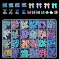 1 Box 3D Cute Bear/Bow Ties/Butterfly Resin Nail Art Decorations Aurora Flowers Designs Holographic Nails Ornaments Skirt Nail Supplies for Nails Glitter DIY Manicure Accessories