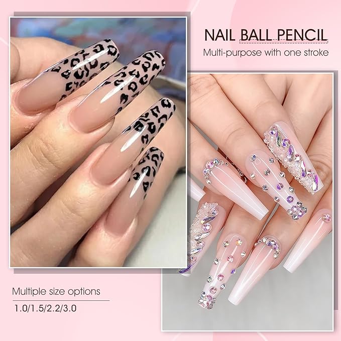 Nail Dotting Pen in Ballpoint Pen Design, Tiny Paint Brushes Liner Brush for Nails Gel, Uv Gel, Rhinestone Precision Tools for Manicure DIY,YGJ-010