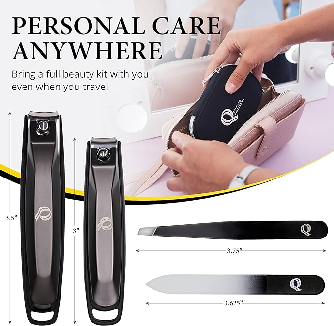 Nail Clipper Set - Nail Clippers for Men/Women - Includes Toenail/Fingernail Clippers, Tweezers, Crystal Nail File - Perfect for Thick Nails - Manicure/Pedicure Tool Kit