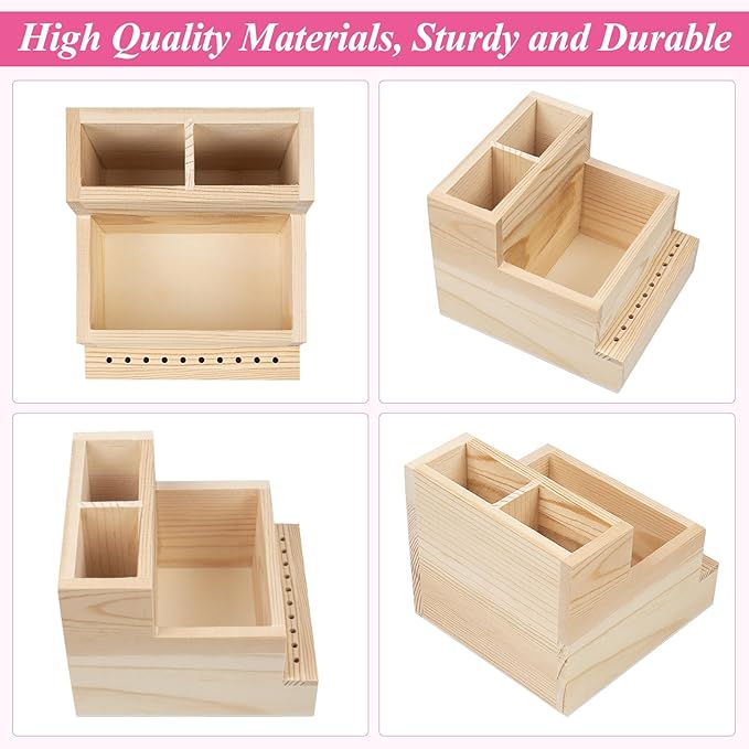 Nail Drill Bits Holder, Wooden 10 Holes Nail Drill Machine Holder Display Storage Box, Durable Nail Art Polishing Grinding Drill Bit Organizer for Home Use or Nail Salon