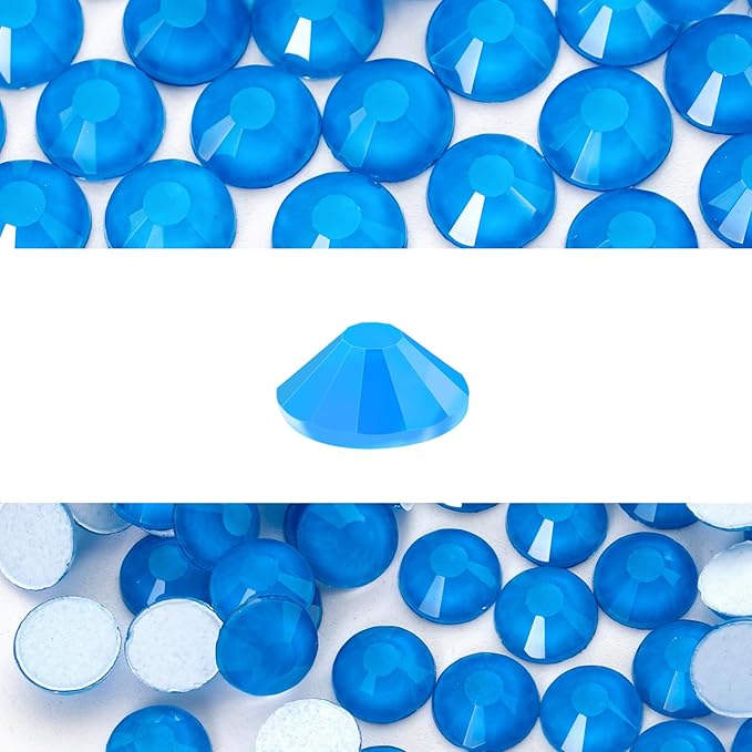 Novani 576 Pieces Flatback Rhinestones Glass Round Gems Neon-Blue Crystals for Nail Art DIY Crafts Clothes Shoes,SS30,6.4-6.6mm