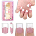 NOVO OVO Old School Wide White French Short Sharp Square Tip Nail Tips Press on BERRY PINK, Need Builder Gel Top Coat Nail Glue, Soft Gel Full Cover Fake Nail Extension, for DIY x 15 Sizes 240 pcs