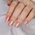 Press On Nails - Silk Blush | Pearl Chrome Nude Medium Almond Fake Nails, Salon Quality | 32 Nails, 16 Sizes Kit with Glue and Adhesive Tabs I Female Founded - Beauty, Self Care