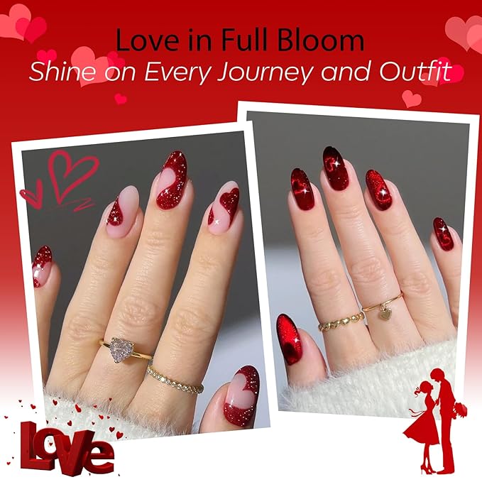 modelones Red Gel Nail Polish Set 6 Colors Burgundy Cherry Dark Red Cat Eye Glitter Color Changing 2026 Spring Hema&TPO Free Gel Polish Kit with Magnet Soak Off Nail Art DIY Gifts