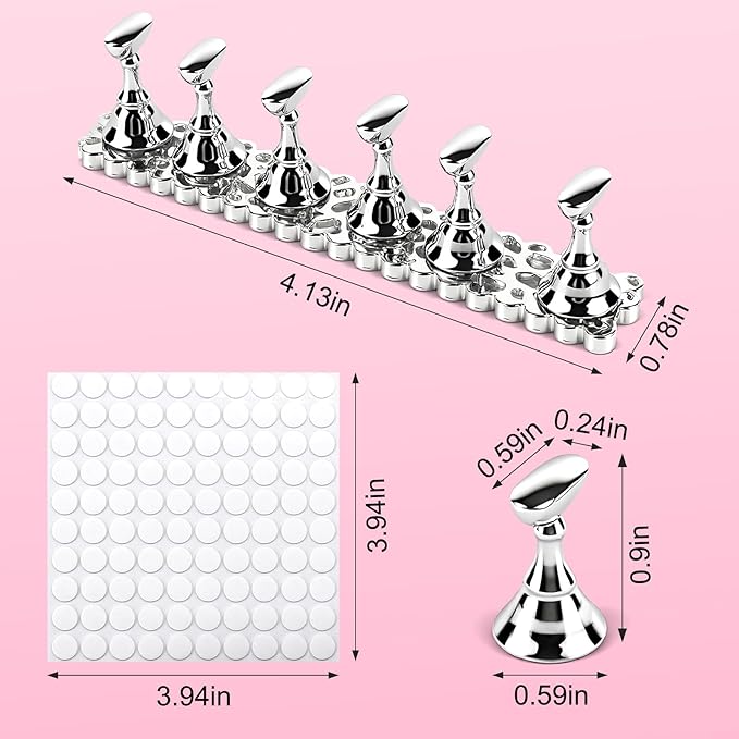 ANGNYA 2 Set Nail Stand for Press Ons, Strong Magnetism Nail Holder for Painting Nails with with 200PCS Nail Sticky Tabs, Nail Display and Practice Stand for Home DIY Beginner Salon Supplies