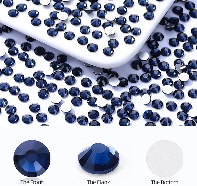 Montana Flatback Rhinestones, Glass Rhinestones for Nail Art and Craft, Glue Fix, Loose Crystal Gemstones(Montana, SS10, 1440pcs, 2.7-2.8mm)