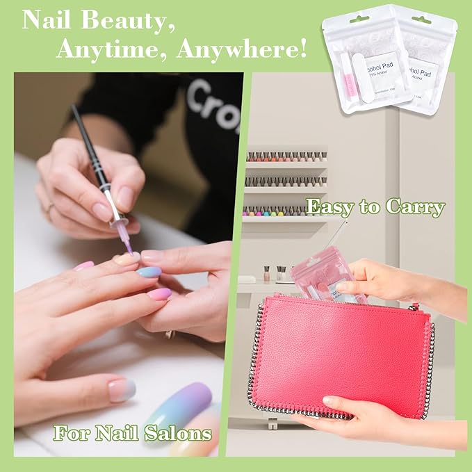 Press On Nail Tool Kit with Everything, Bebbtiy Nail Prep Tool Disposable Manicure Kit with Nail File, Nail Glue, Prep Pads, Adhesive Nail Tabs,Wood Stick, Packaging Bag (20pcs-white)