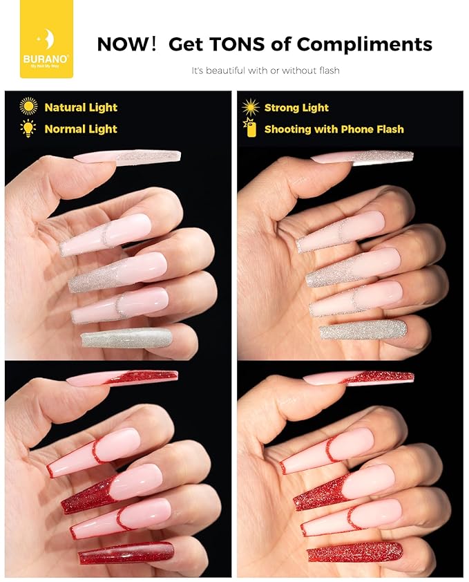 BURANO Gel Nail Polish Liner Nail Art Polish, Silver Gold Painted Gel Nail Design Polish 2 Bottle 8ml, Build in Thin Nail Brush Curing Required LX13 LX18