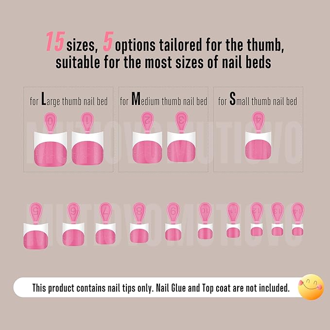 Short Toe Nail Tips White French Tip ROSE PINK Press on with Moon Curve,Soft Gel False Nail Kit,Thick Sharp Square Toenail Extension,Need Builder Gel Top Coat,No Glue Included x15 Sizes 240 pcs