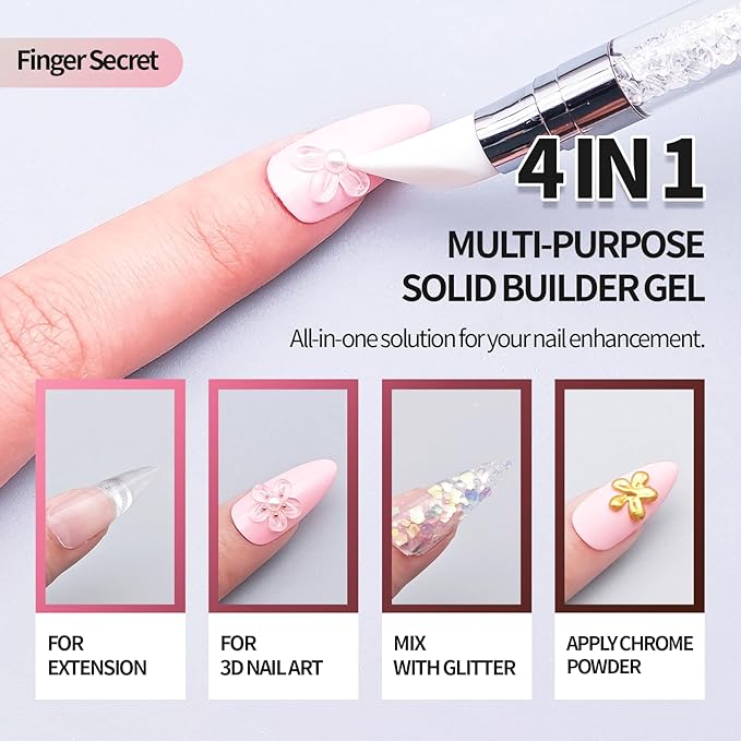 3D Gel Nail Art Kit-Solid Builder Gel for Nails 3D Sculpting Carving Building Modeling Hard Extension for Beginner DIY Salon at Home Cured Needed