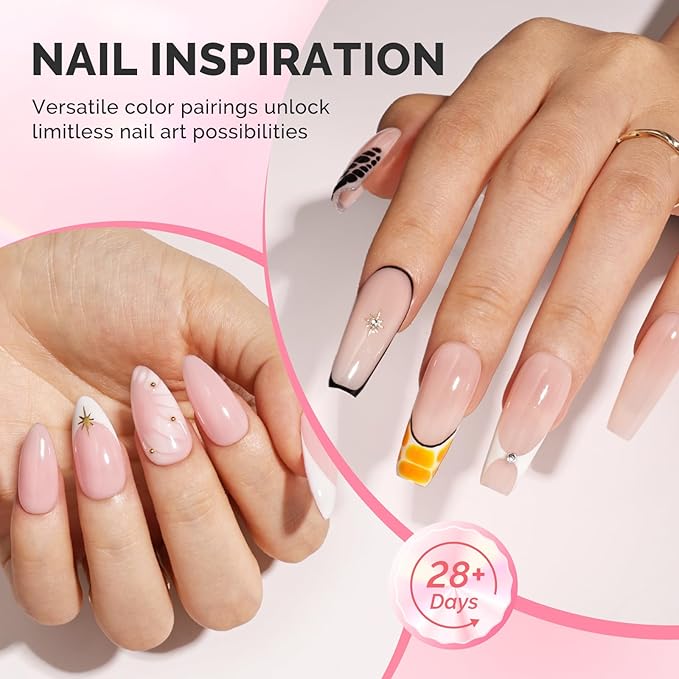 MelodySusie 3PCS 15ML Nude and Nude Pink Base Colors Builder Gel Set for Nails Thickening, Soak Off UV Extension Gel Rhinestone Glue in a Bottle for Nail Art Design Gift for Women DIY Manicure at Home