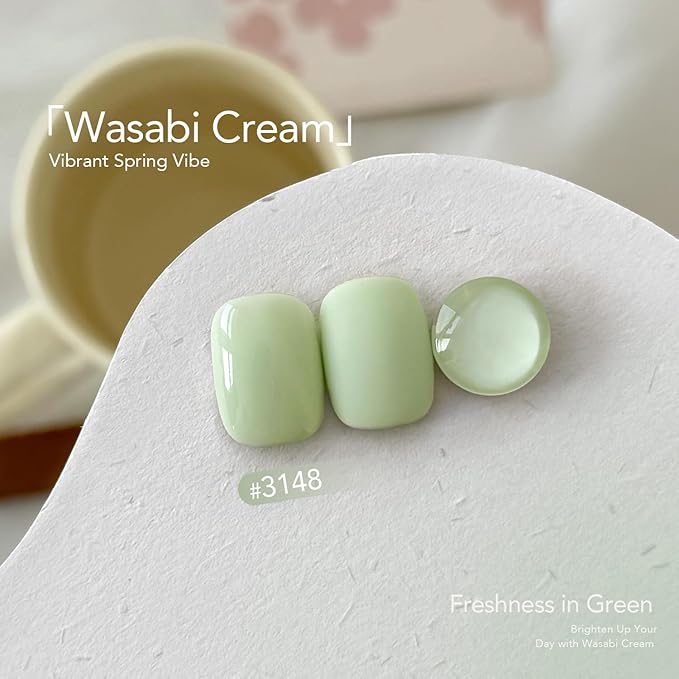 GAOY Pastel Green Gel Nail Polish, 16ml Soak Off Gel Polish, UV Light Cure for Nail Art DIY Manicure at Home, 3148 Wasabi Cream