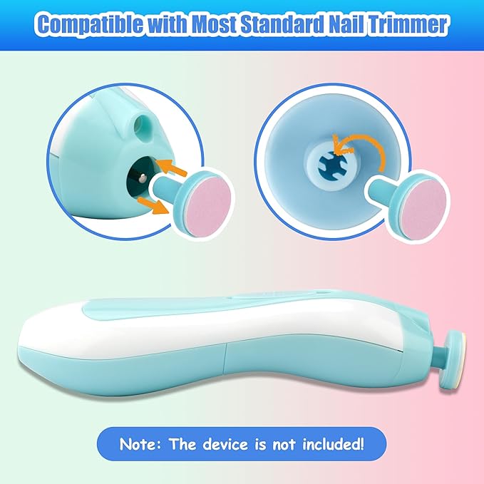 12 Pieces Baby Nail File Pads Nail Trimmer Replacement Pads Electric Baby Nail Grinding Heads for Standard Electric Kid Nail Trimmer Suits to 0-3 Months Newborn Infant Toddler (Pink)